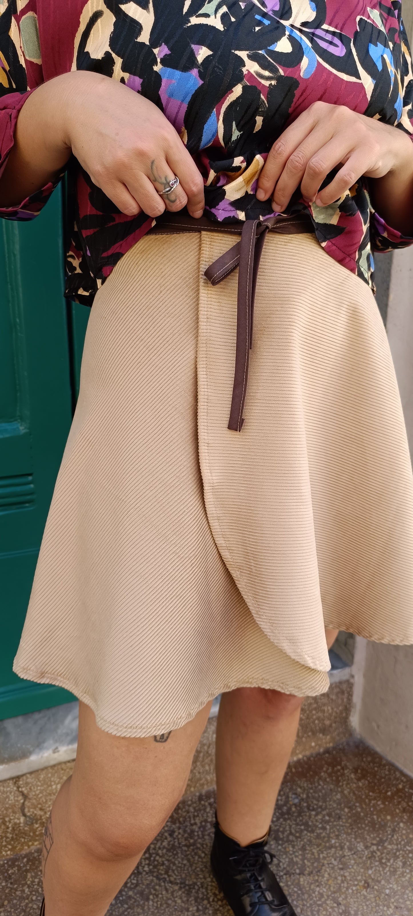 Gonna portafoglio mini velluto beige