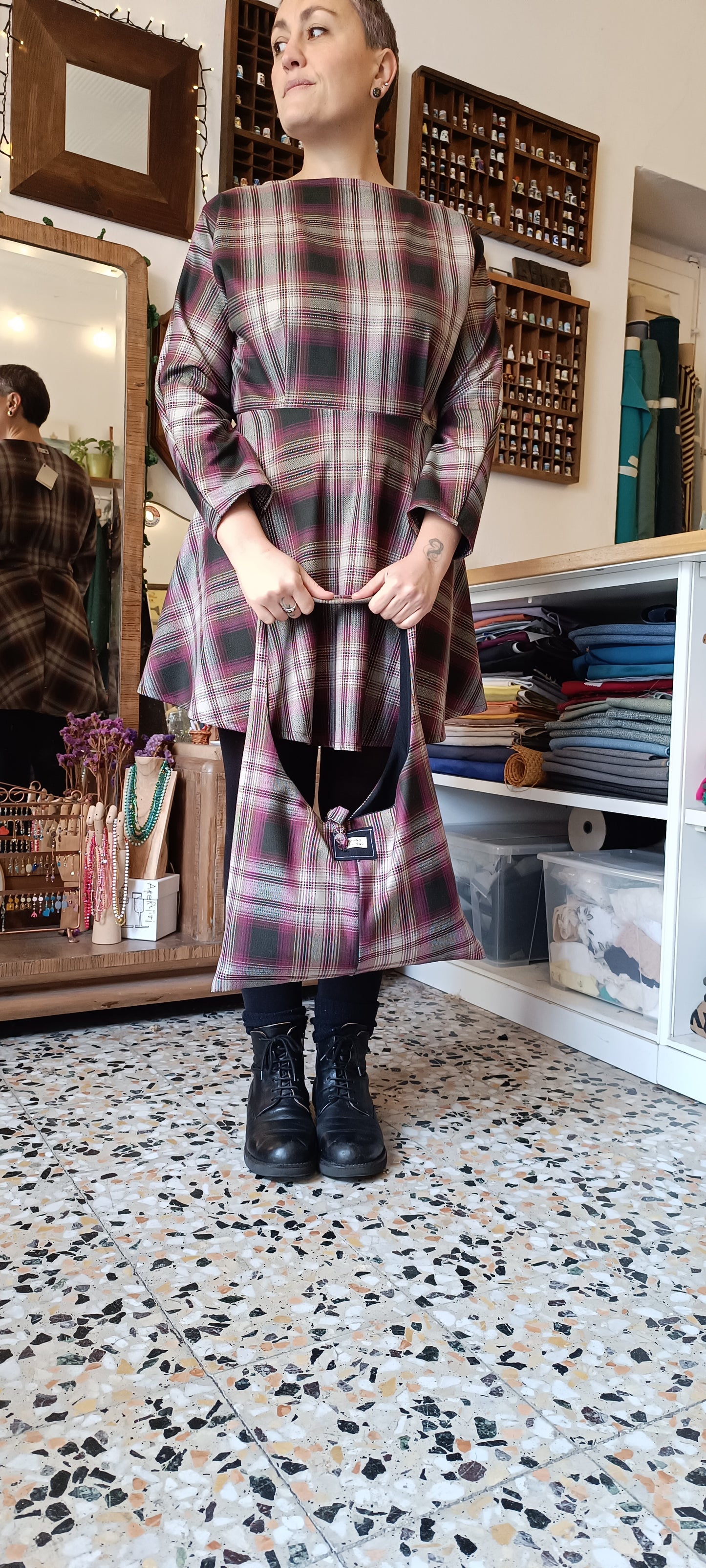 Abito Tulipano tartan rosa