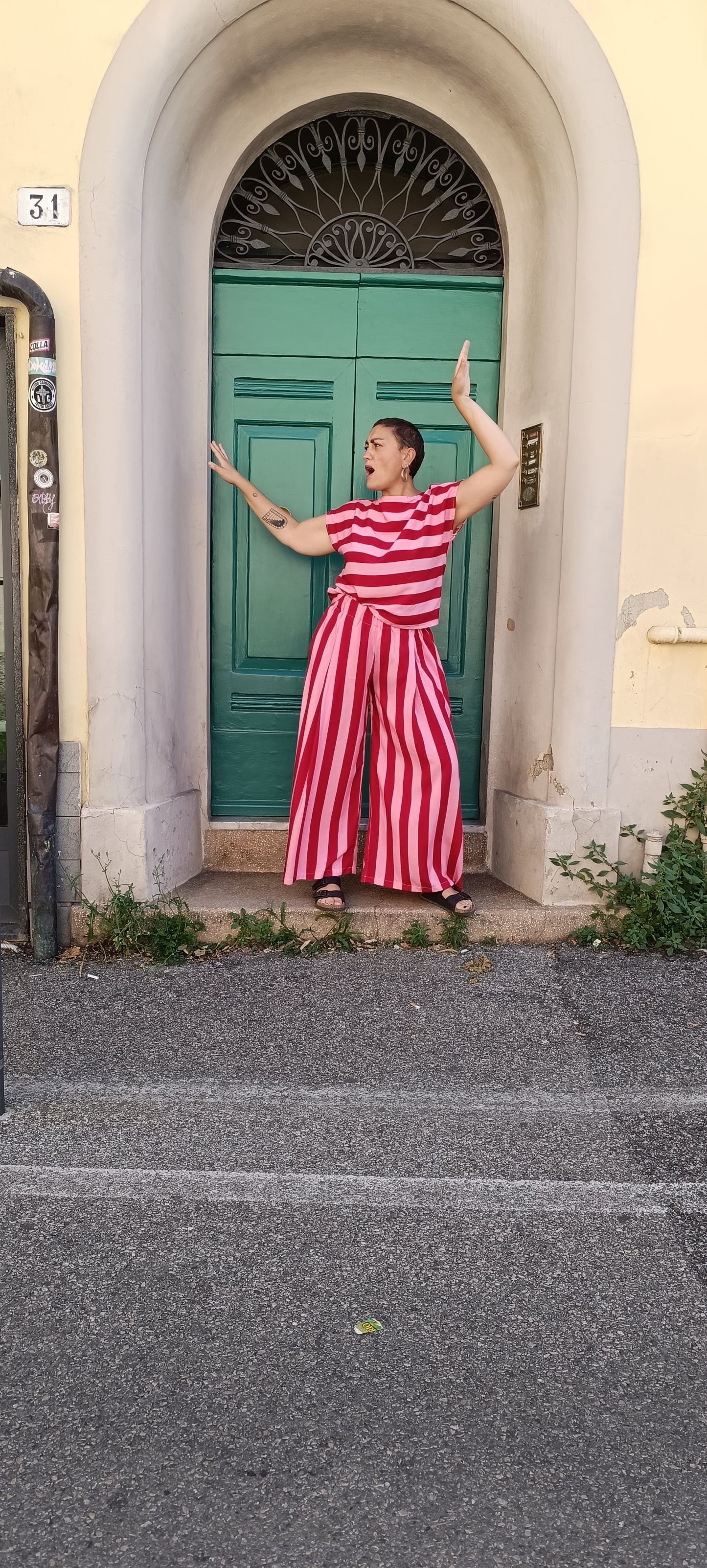 Blusa Vale Righe Rosso e rosa