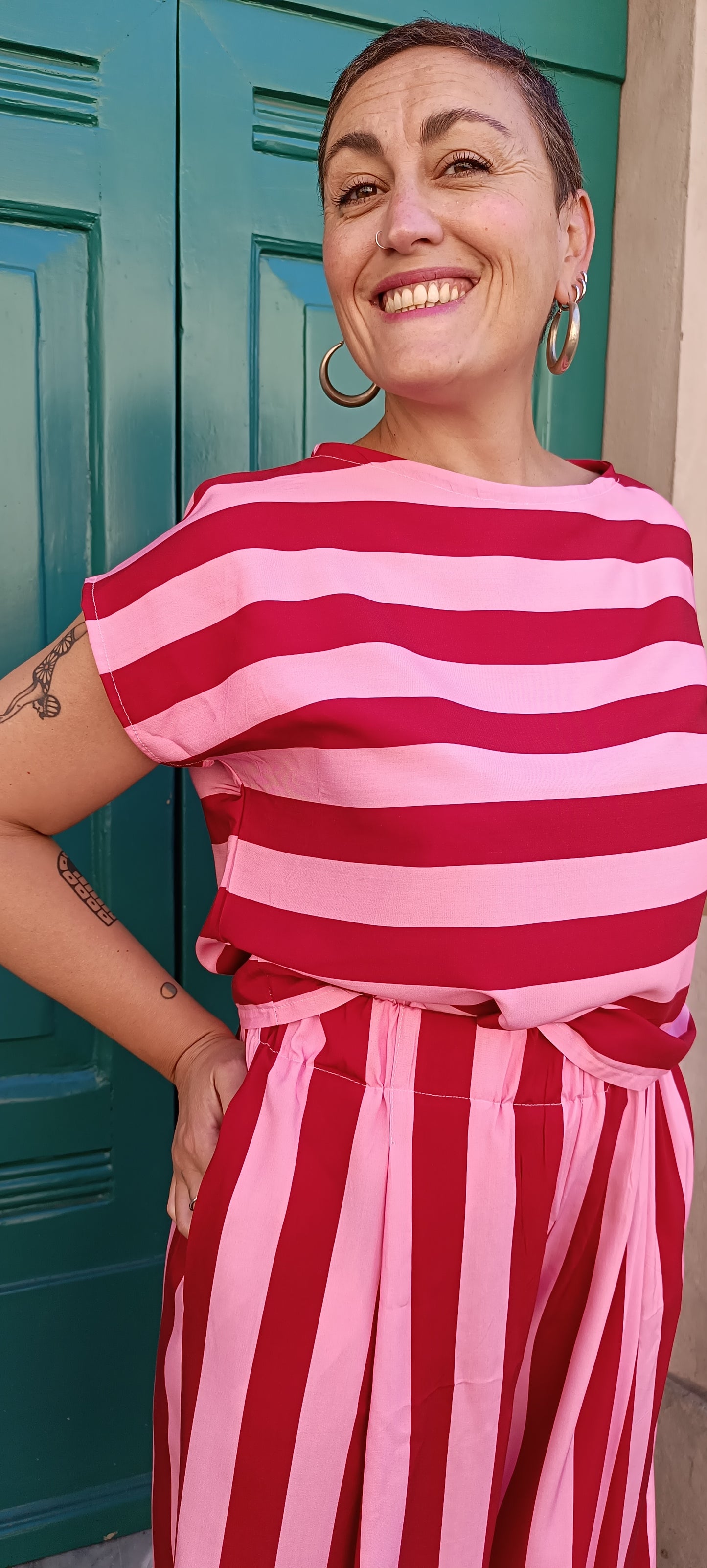 Blusa Vale Righe Rosso e rosa