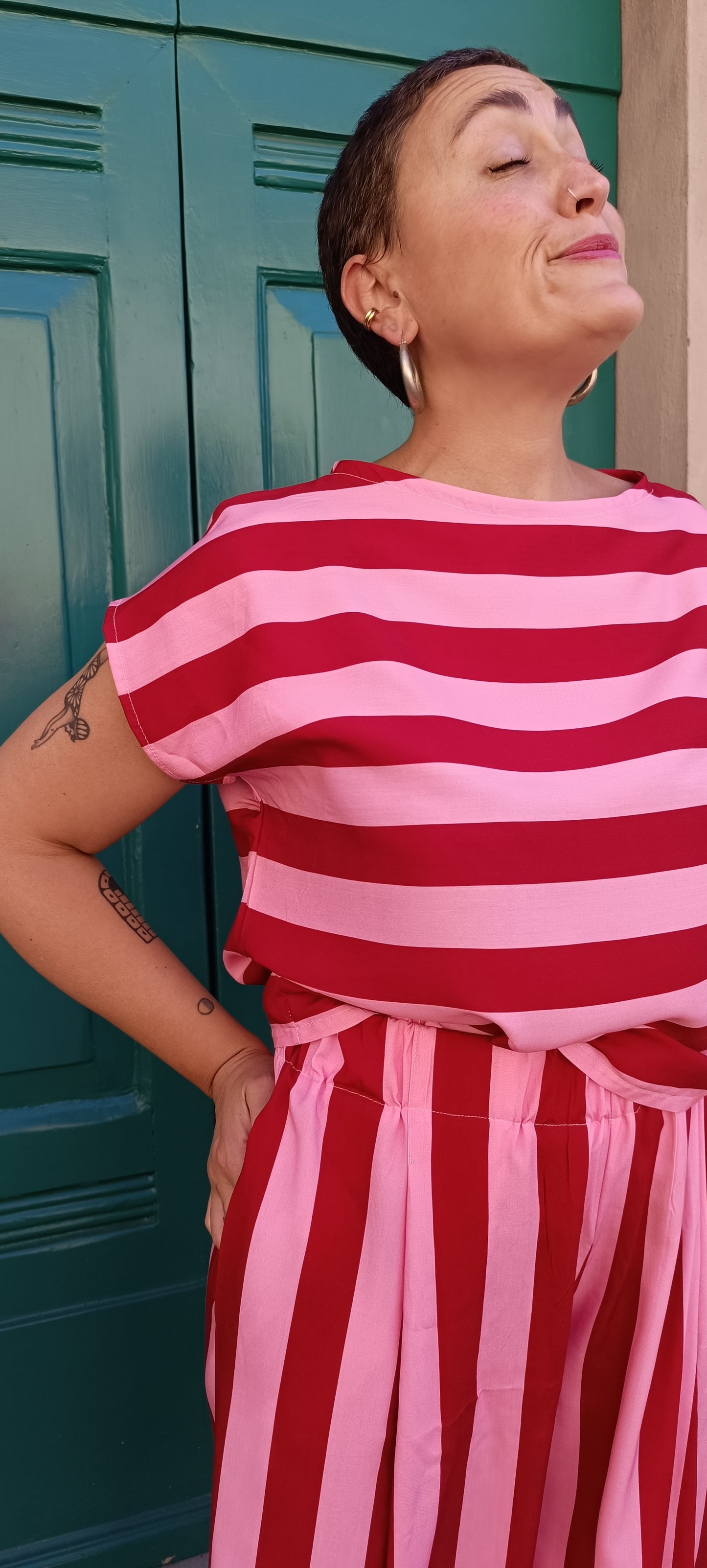 Blusa Vale Righe Rosso e rosa