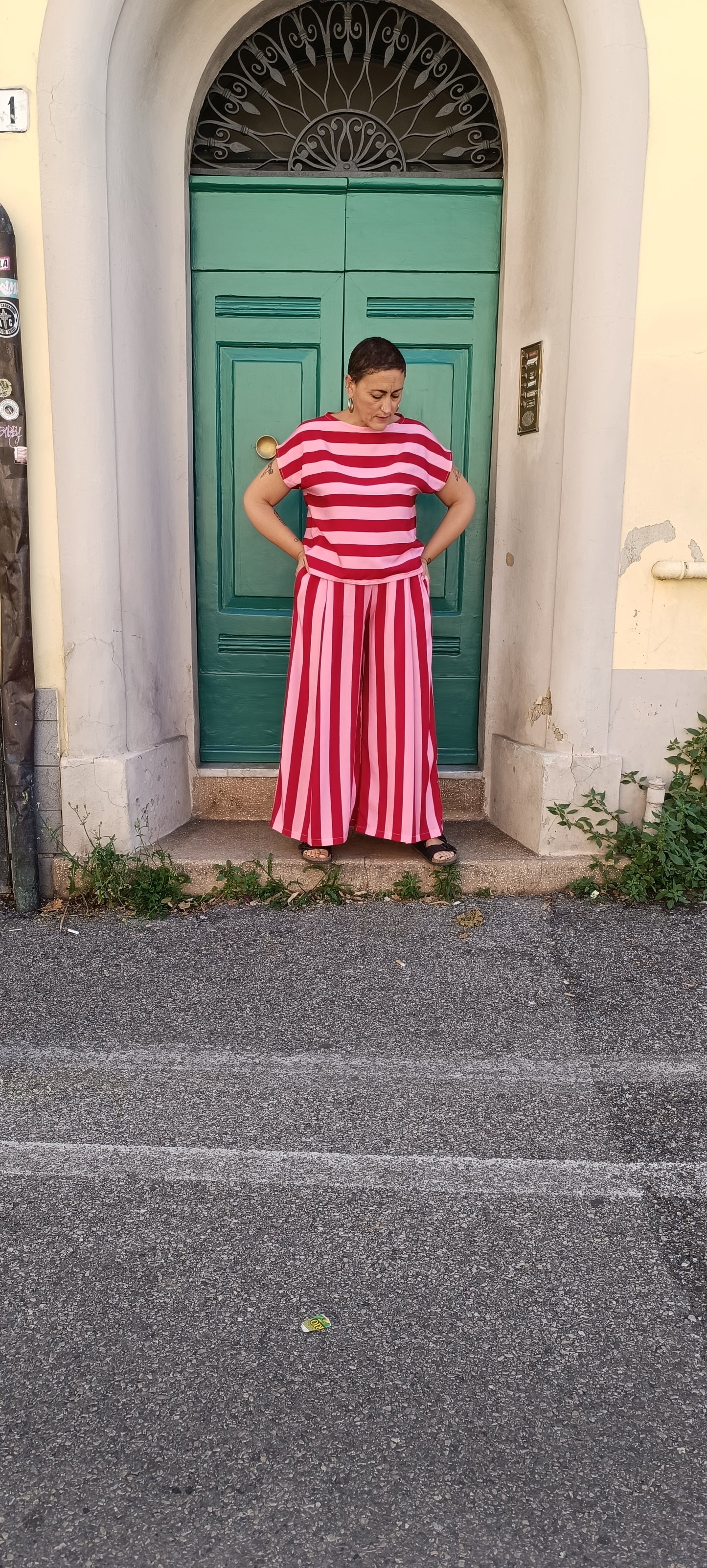 Megapanta righe Rosso rosa