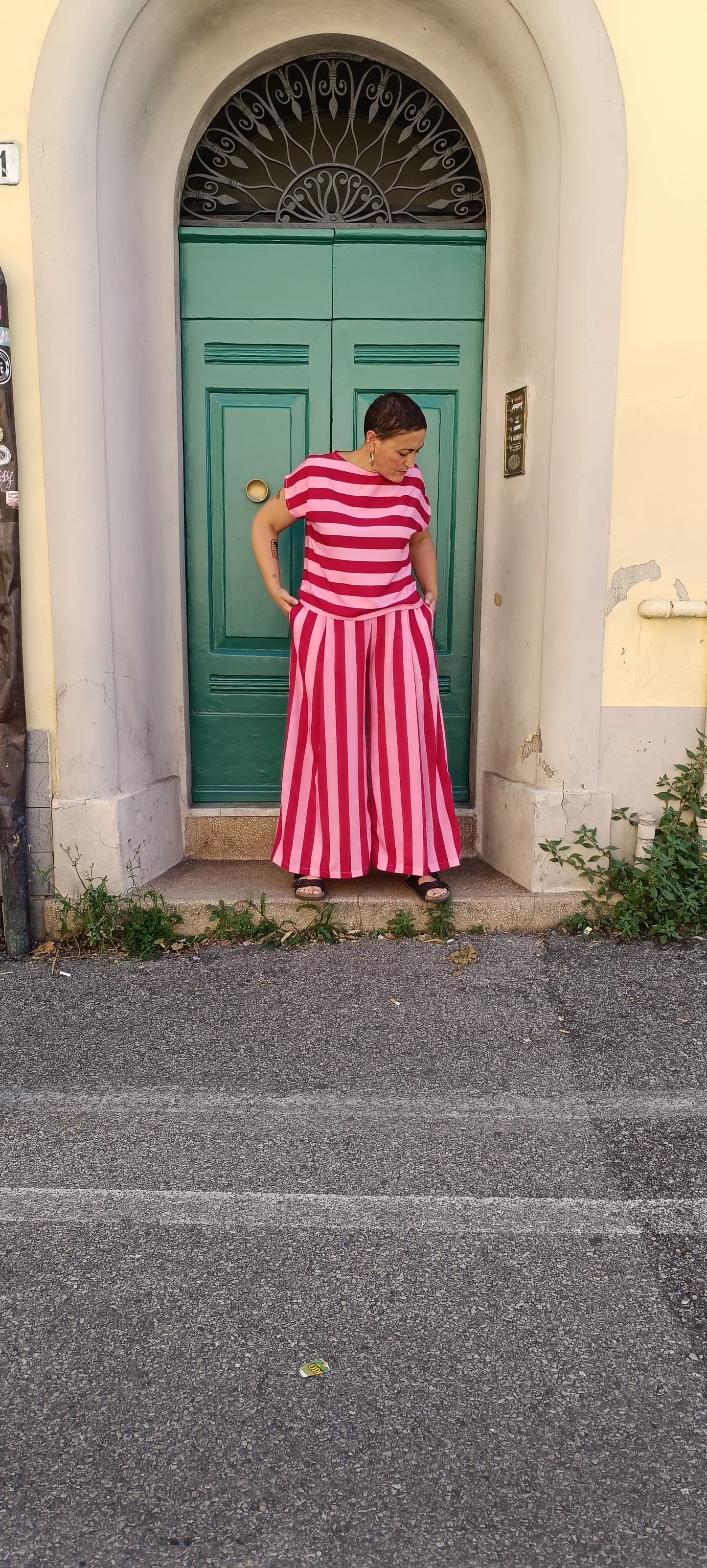 Megapanta righe Rosso rosa
