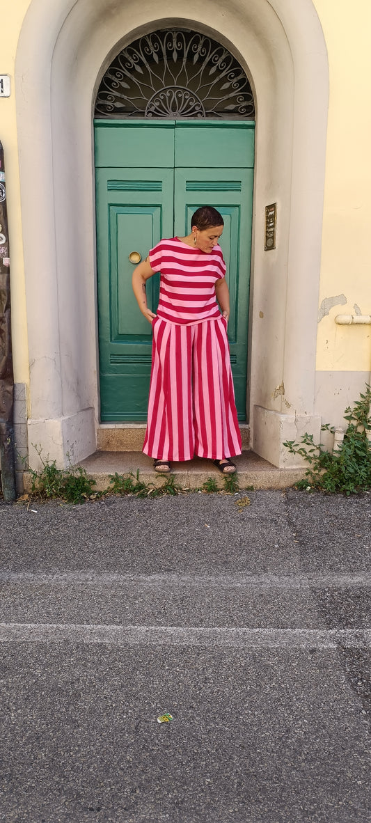 Megapanta righe Rosso rosa