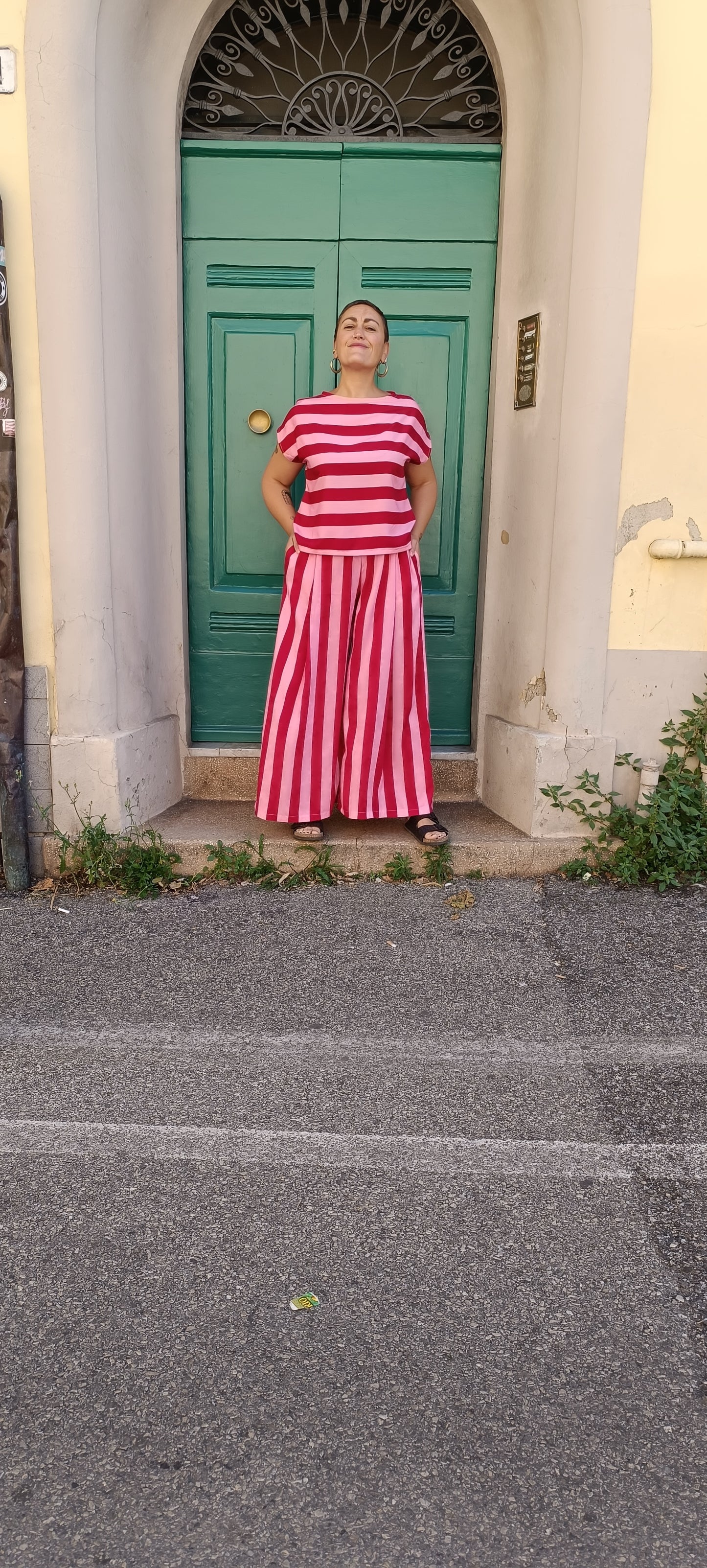 Megapanta righe Rosso rosa