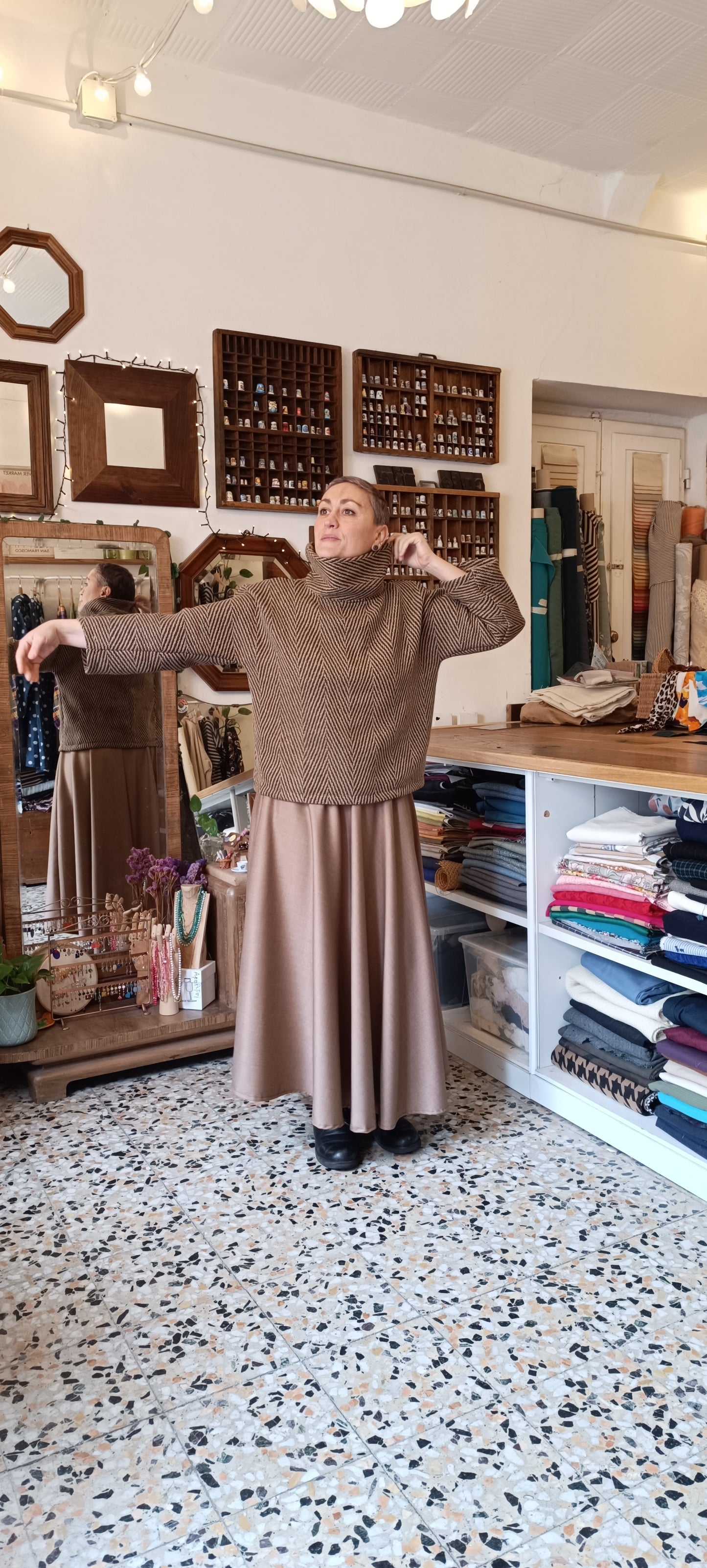 Gonna mezza ruota viscosa pesante