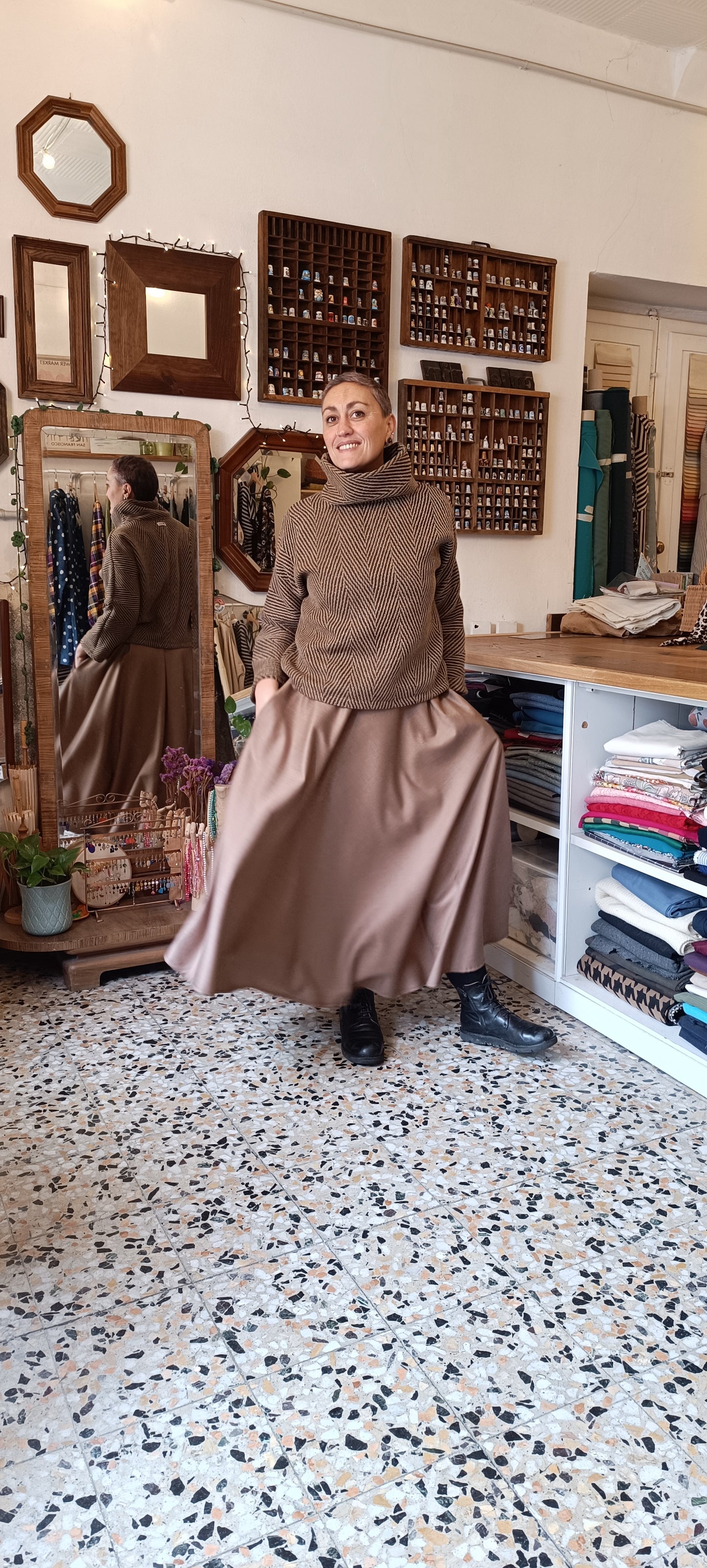 Gonna mezza ruota viscosa pesante