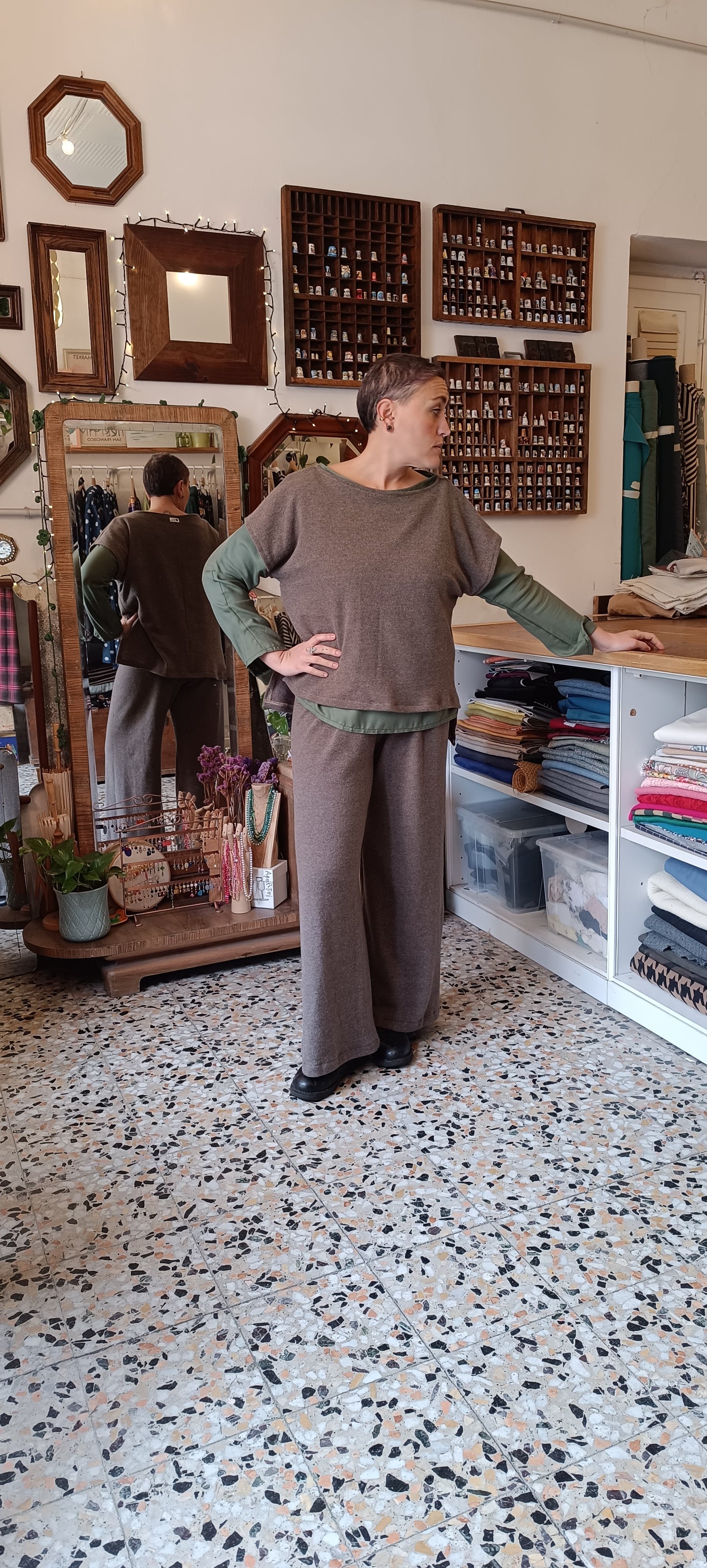 Panta pura lana Tortora