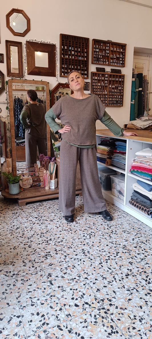 Panta pura lana Tortora