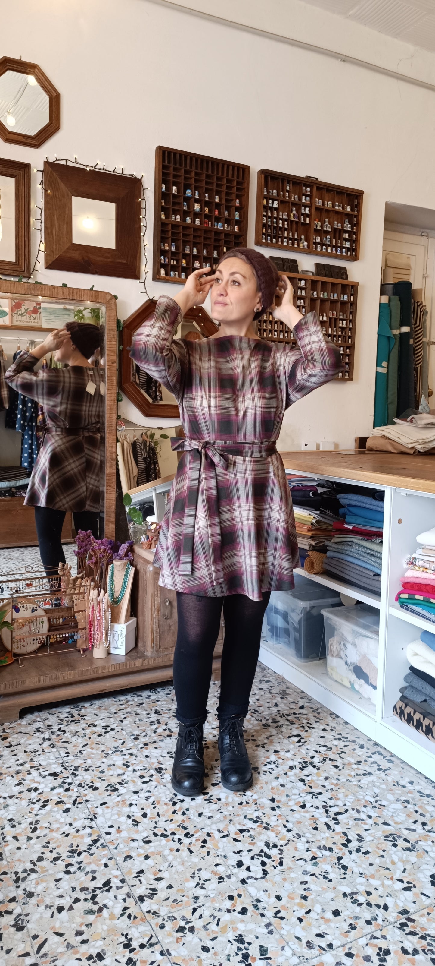 Abito Tulipano tartan rosa