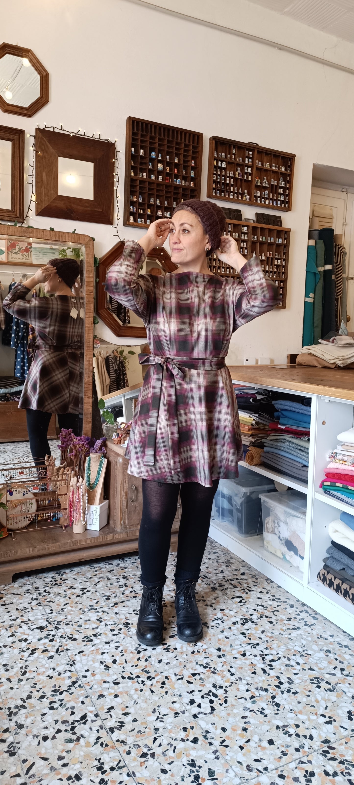 Abito Tulipano tartan rosa