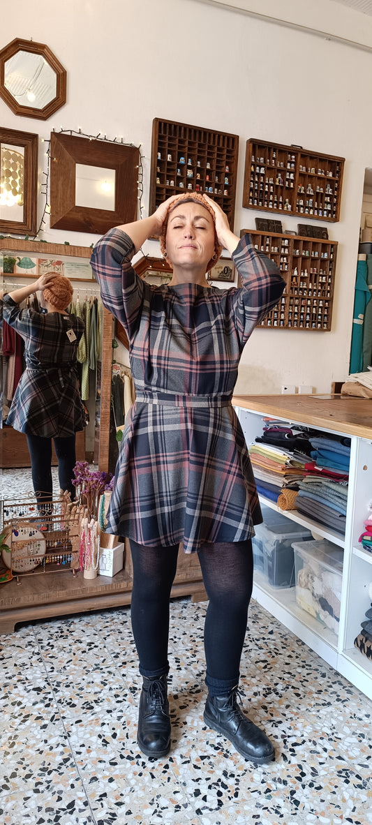 Abito Tulipano tartan blu