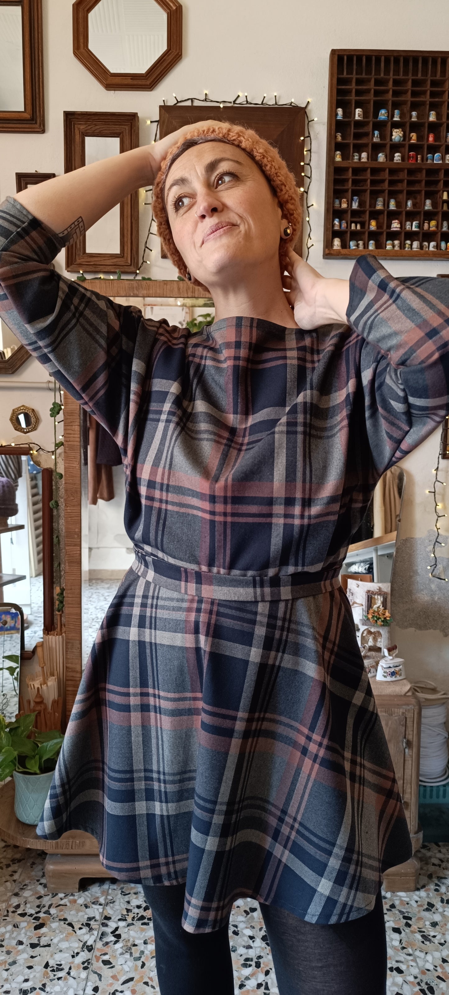 Abito Tulipano tartan blu