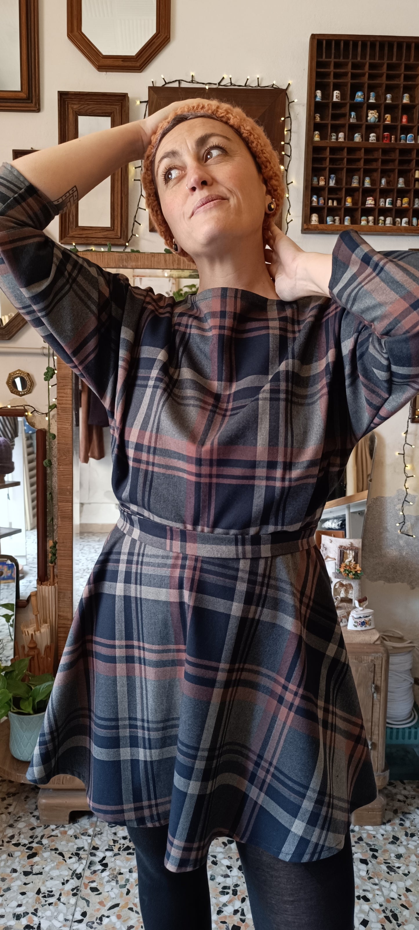 Abito Tulipano tartan blu