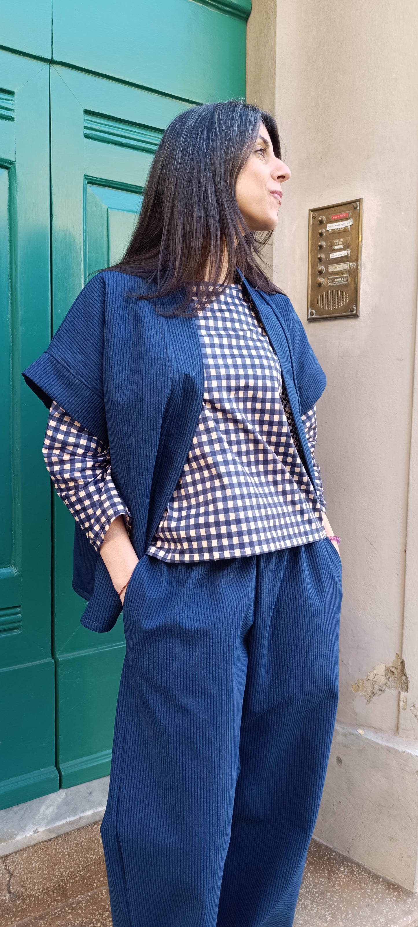 Gilet trapuntato denim