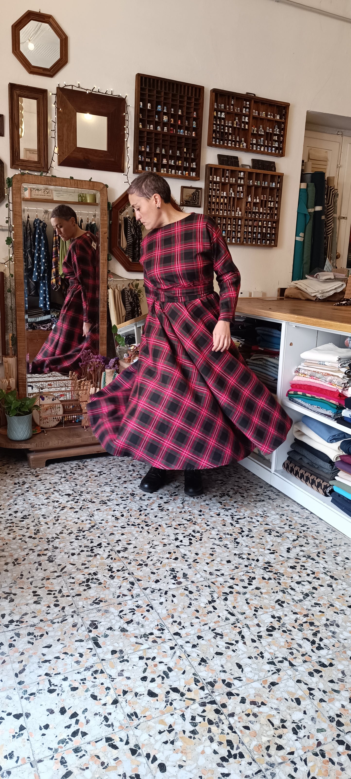 Abito Tulipano tartan rosso