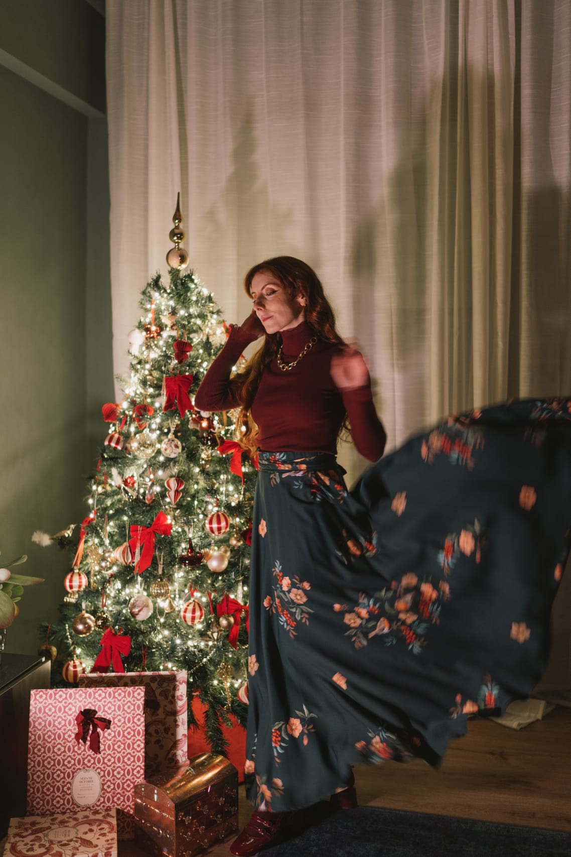 Gonna a ruota tessuto Alida