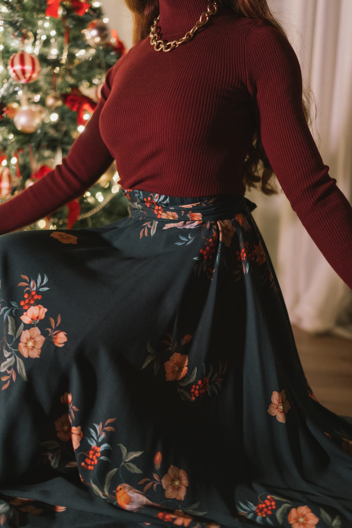 Gonna a ruota tessuto Alida