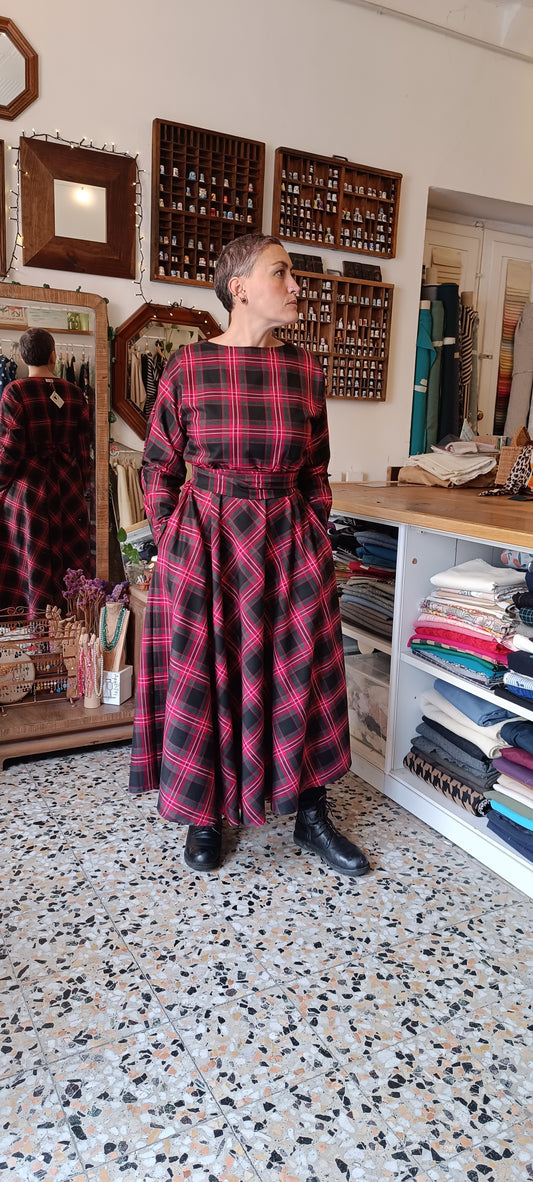 Abito Tulipano tartan rosso