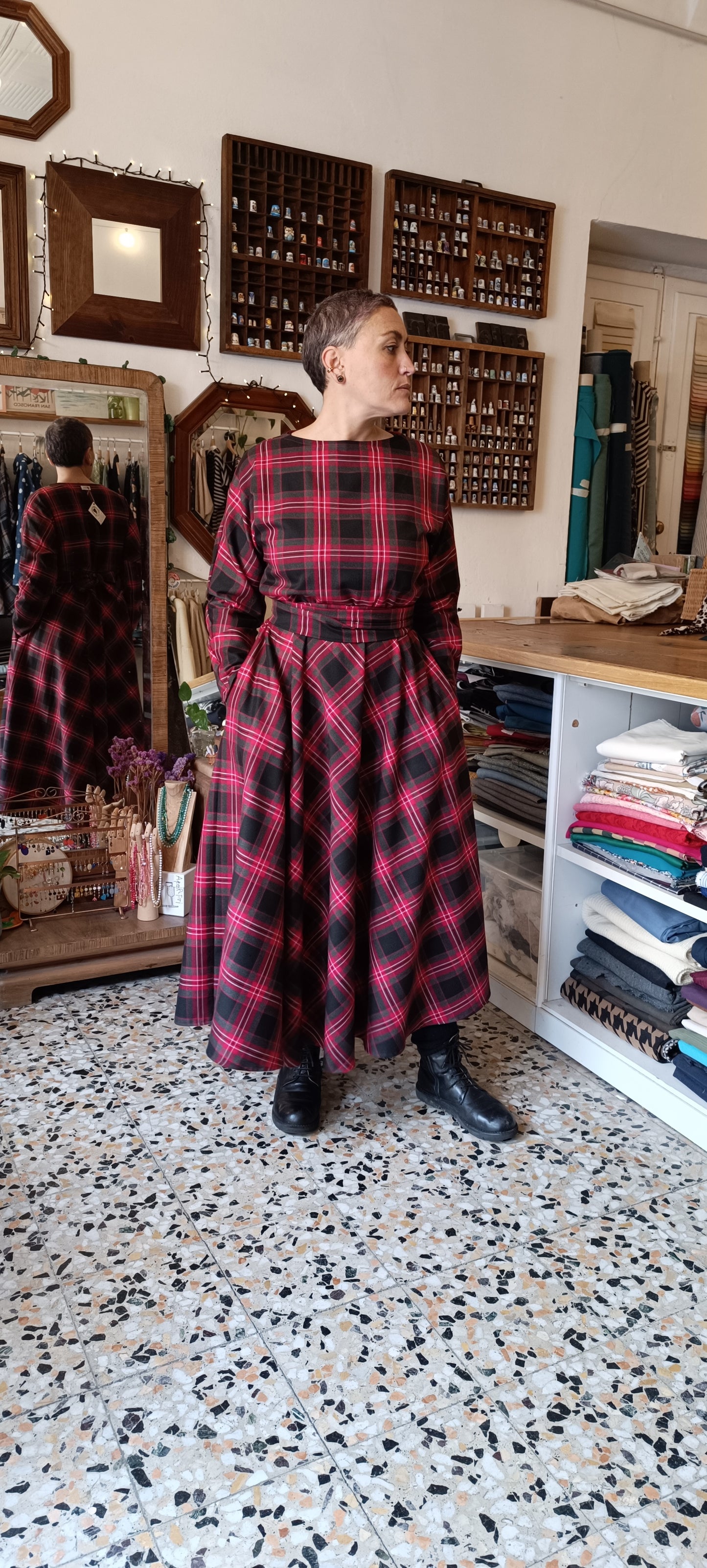 Abito Tulipano tartan rosso
