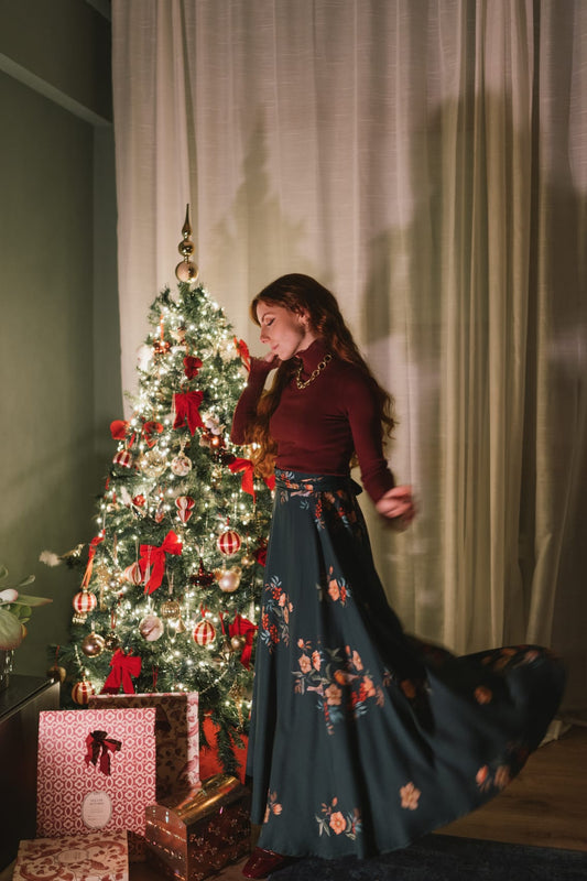 Gonna a ruota tessuto Alida