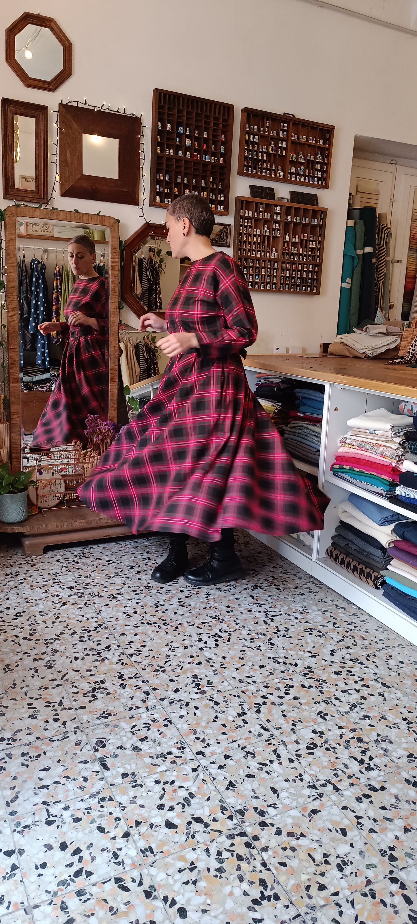 Abito Tulipano tartan rosso