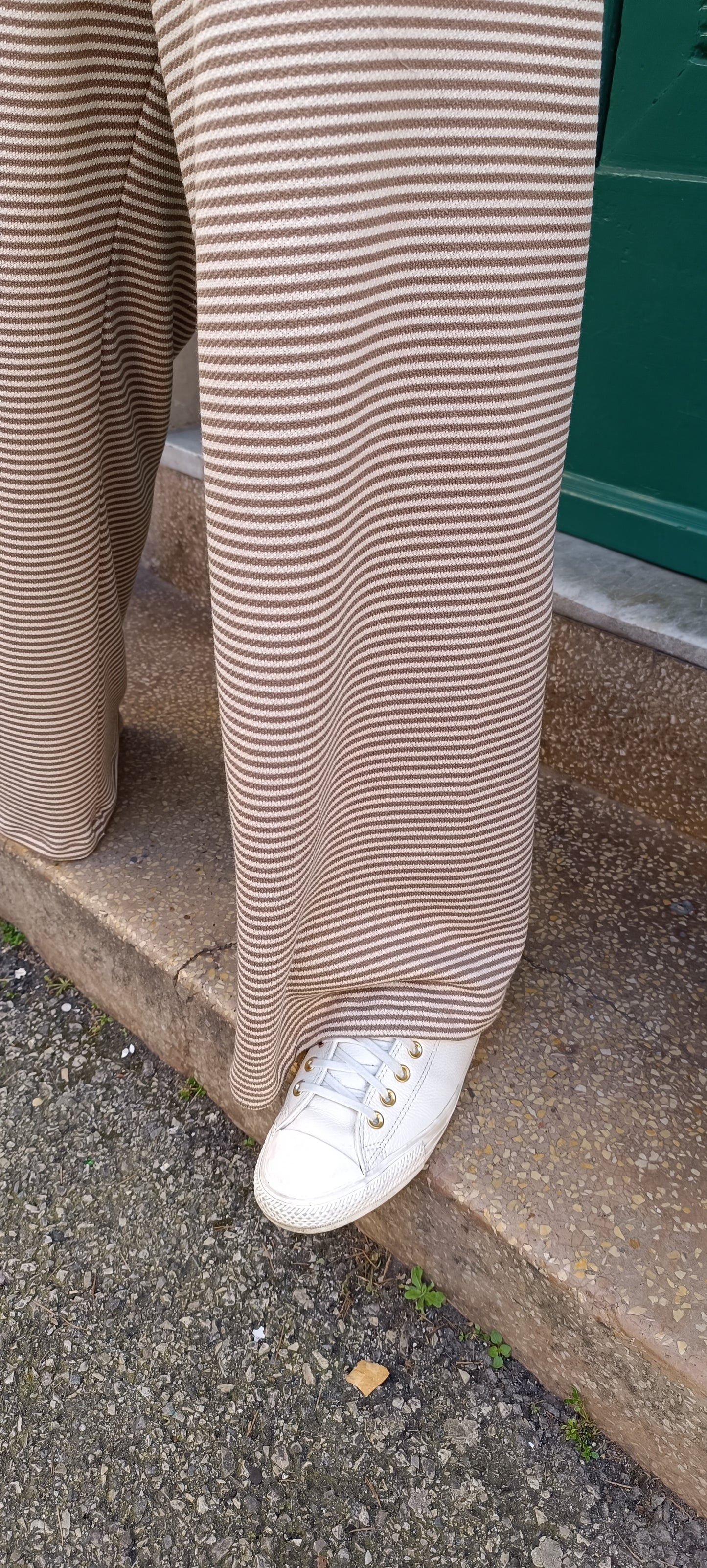 Panta righe panna beige
